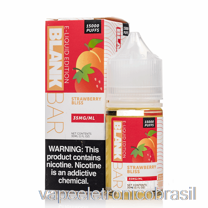 Vape Recarregável Morango Felicidade - Sais Em Barra Em Branco - 30ml 50mg